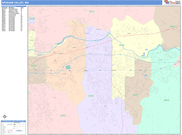 Spokane Valley Wall Map